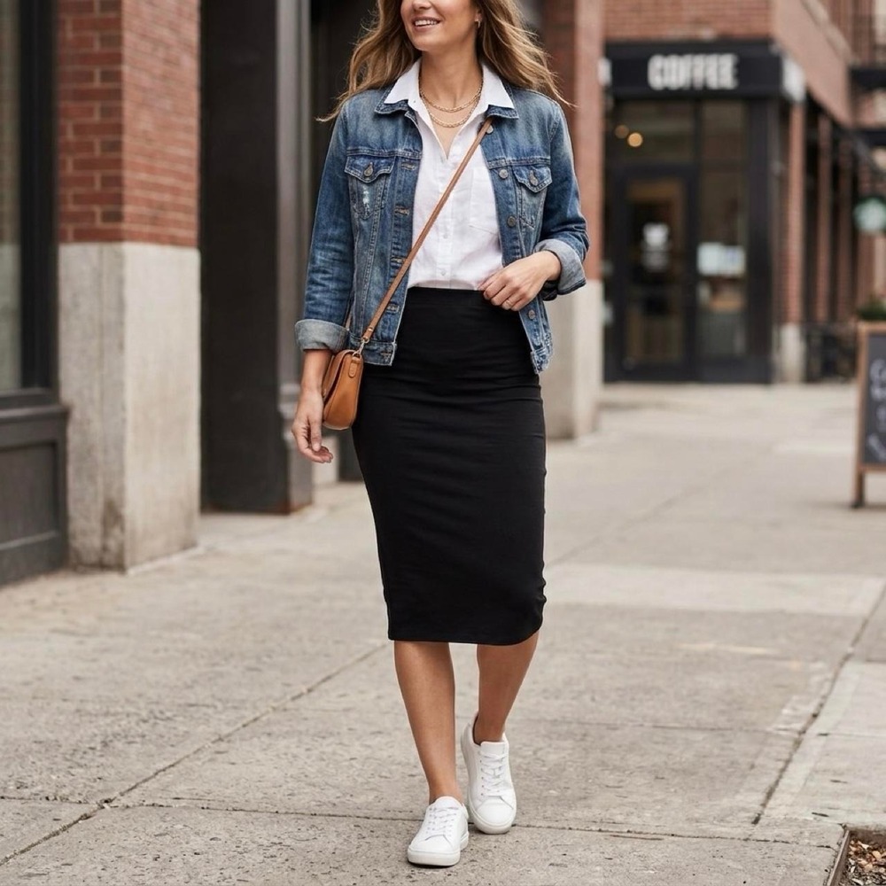 Express women's soft black fabric pencil skirt, size Small